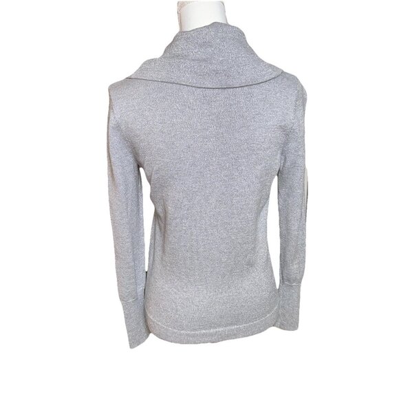 Chico’s Sweater Size 0 (Small) Silver Metallic Cowl Neck - Picture 4 of 7